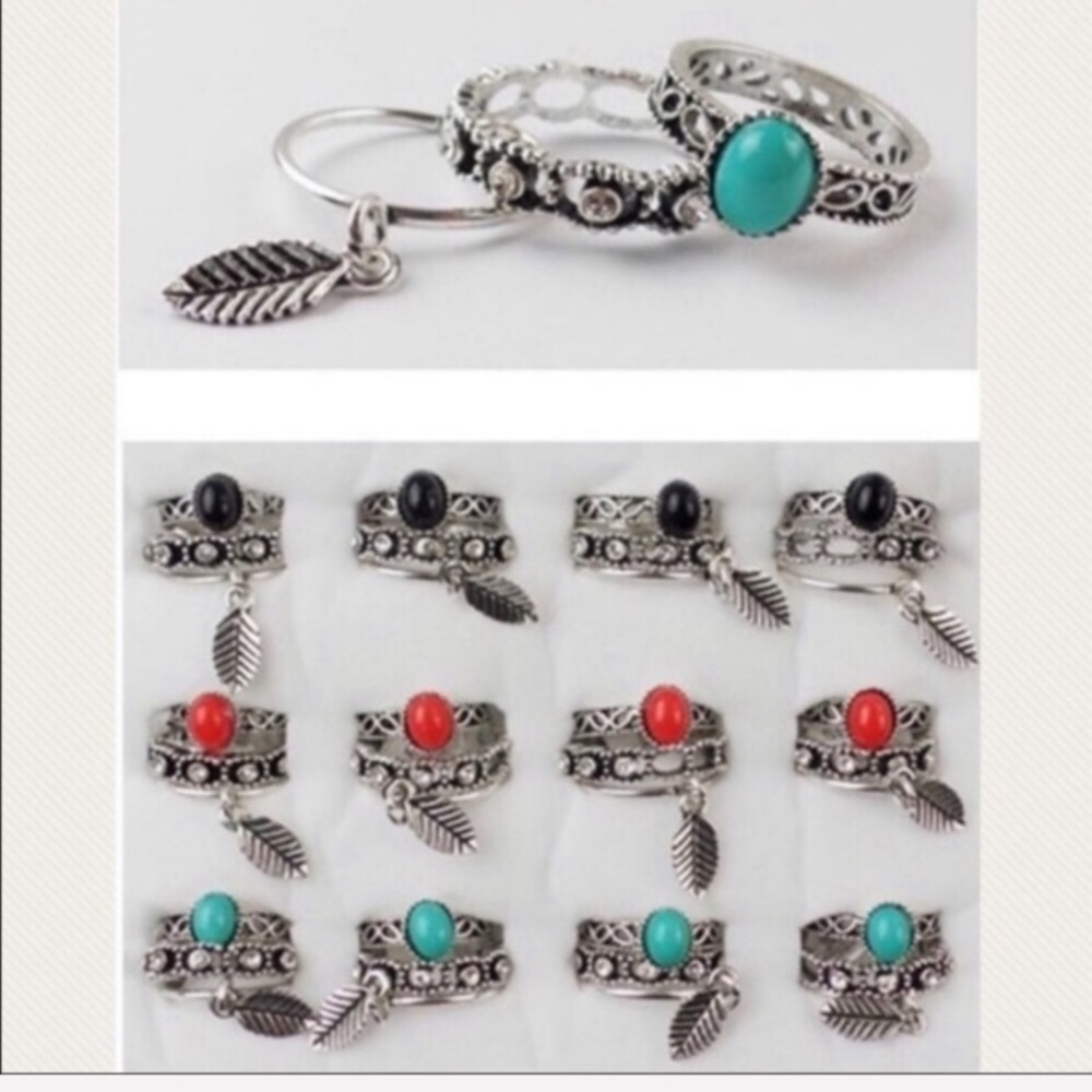 3 Piece Ring Set (Red)